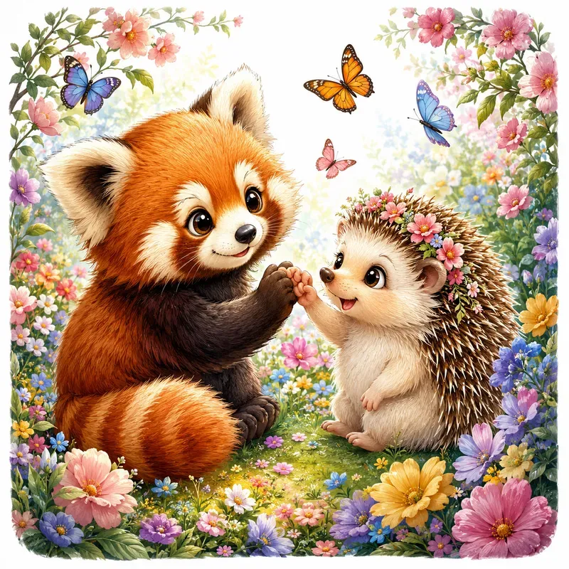 Whimsical Friendship Storybook Art