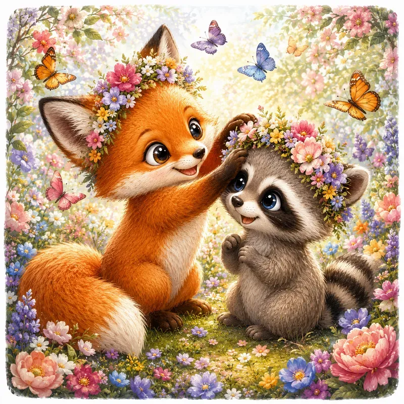 Whimsical Friendship Storybook Art