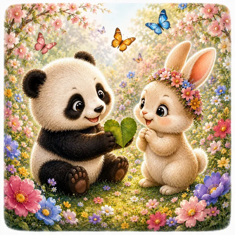 Whimsical Friendship Storybook Art