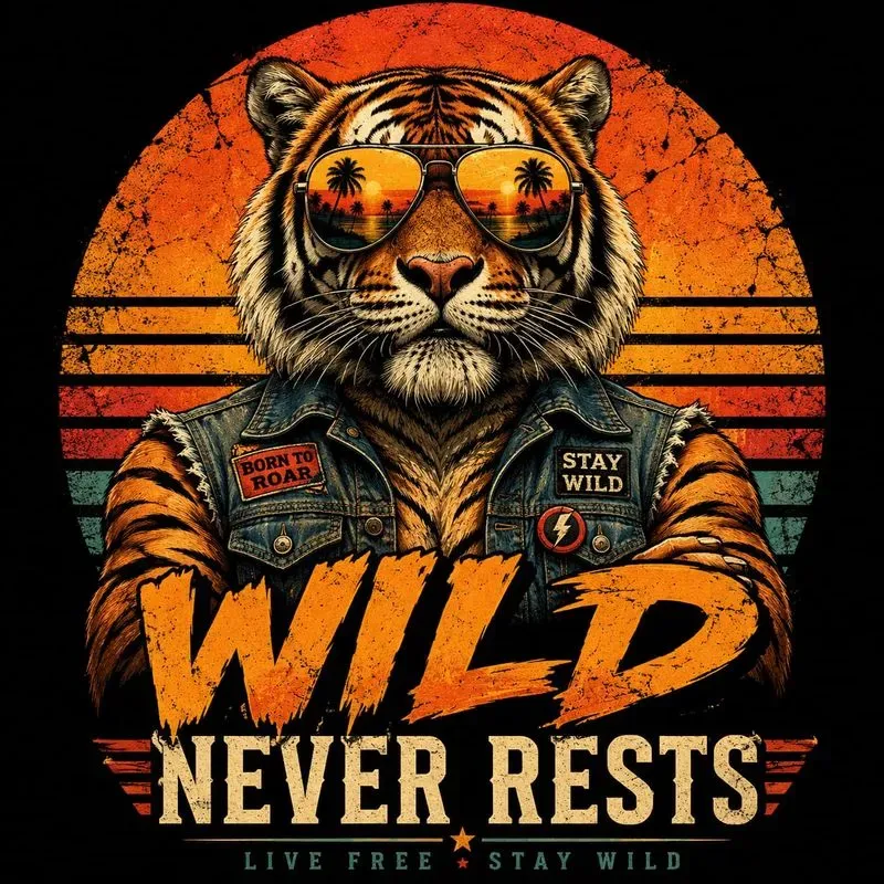 Retro Animal Sunset Tshirt Designs
