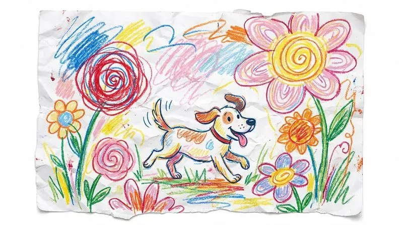 Colorful Crayon Scribble Kids Drawings
