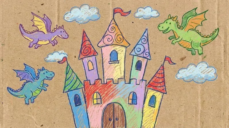 Colorful Crayon Scribble Kids Drawings