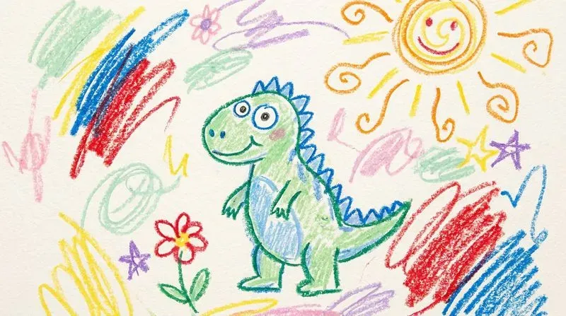 Colorful Crayon Scribble Kids Drawings
