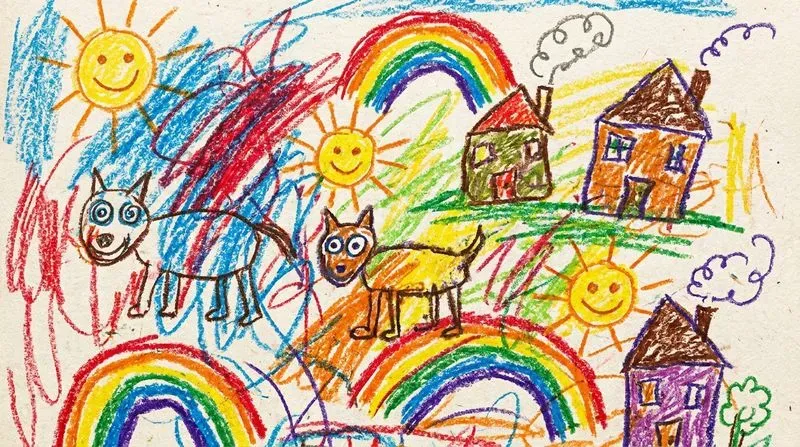 Colorful Crayon Scribble Kids Drawings