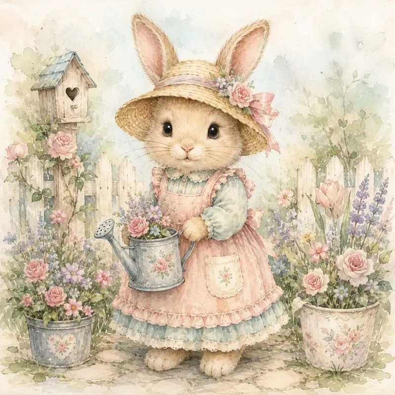 Pastel Animal Garden Scenes