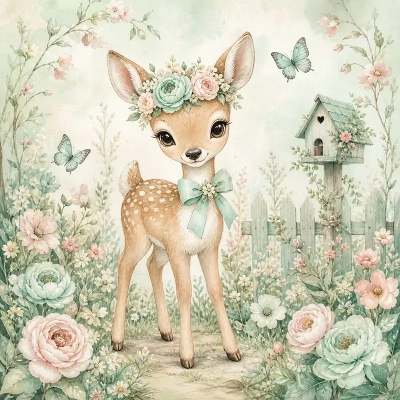 Pastel Animal Garden Scenes
