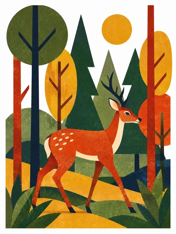 Retro Color Block Graphic Art