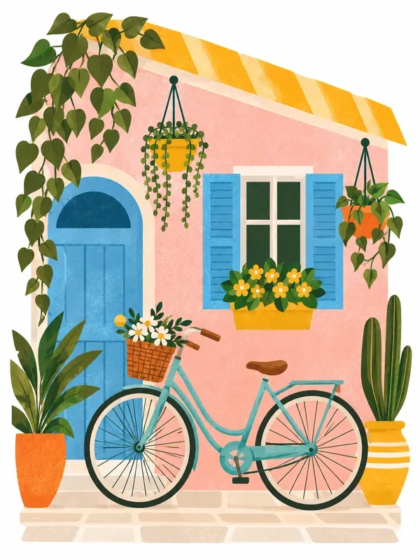 Retro Color Block Graphic Art