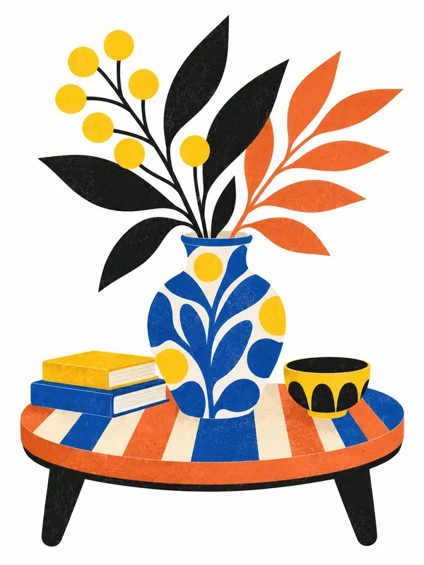 Retro Color Block Graphic Art