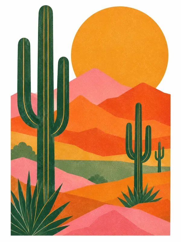 Retro Color Block Graphic Art