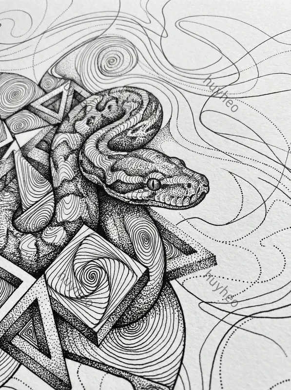 Monochrome Stipple Contour Art