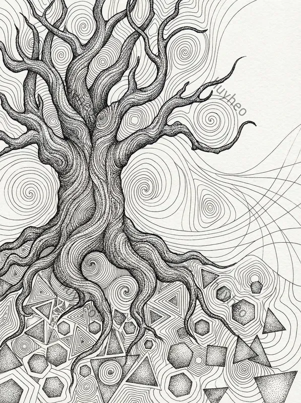 Monochrome Stipple Contour Art