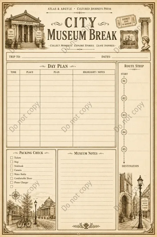 Trip Itinerary Journal Pages