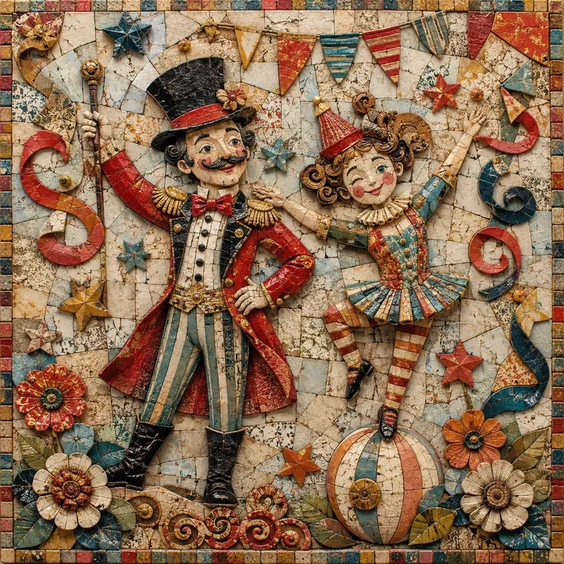 Whimsical Mosaic Character Art