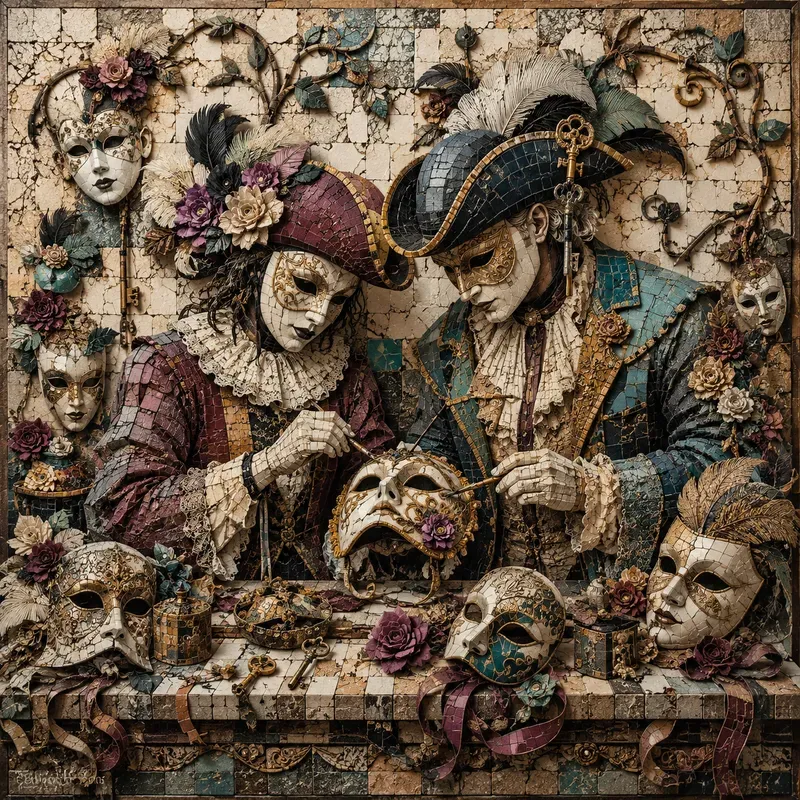 Whimsical Mosaic Character Art