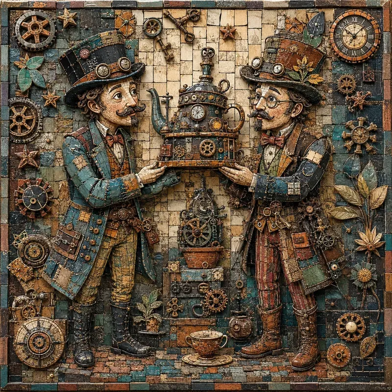 Whimsical Mosaic Character Art