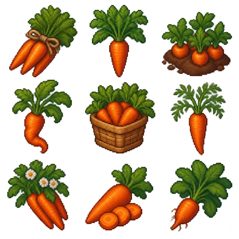 16bit Cozy Crop Sprite Sheet Variations