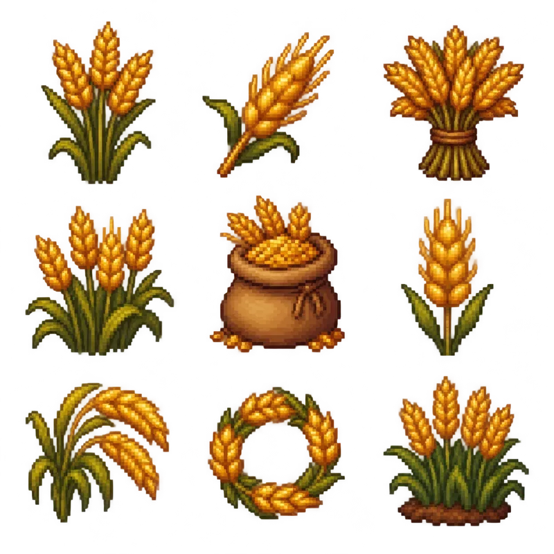 16bit Cozy Crop Sprite Sheet Variations