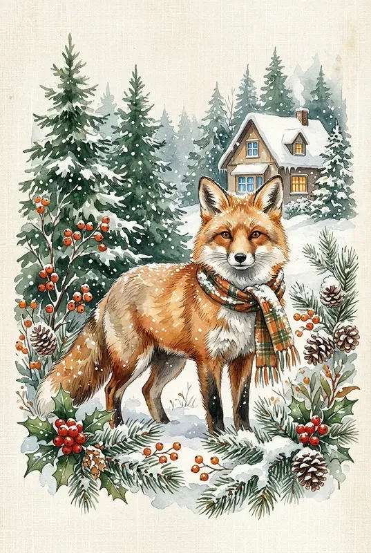 Winter Cottage Watercolor Paintings