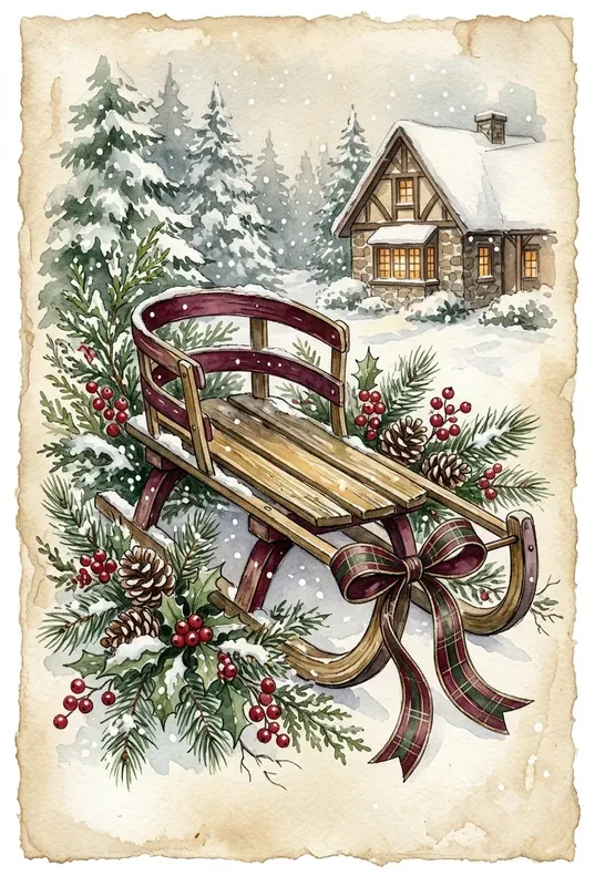 Winter Cottage Watercolor Paintings