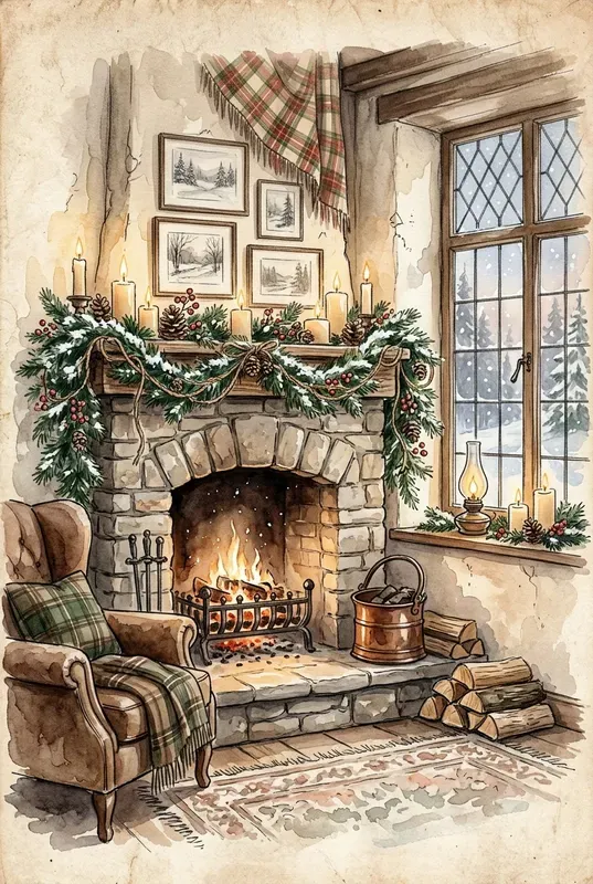 Winter Cottage Watercolor Paintings