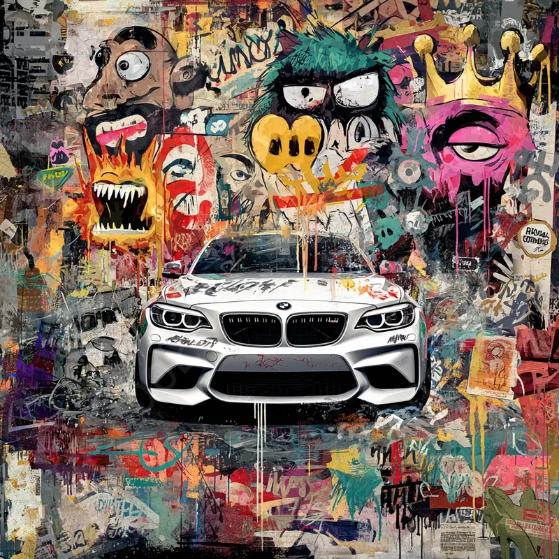 Cars On The Street Graffitti Background