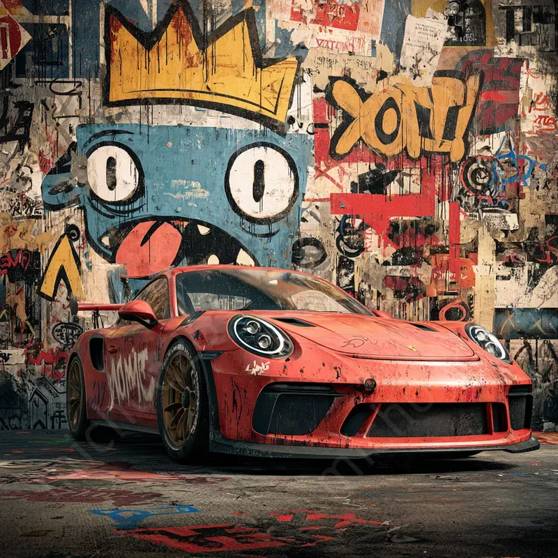 Cars On The Street Graffitti Background