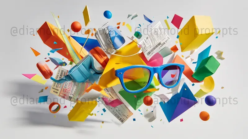 Neon Object Burst Collages