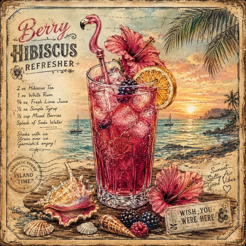 Vintage Coastal Cocktail Illustrations