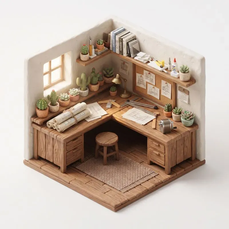 Isometric Miniature Desk Dioramas