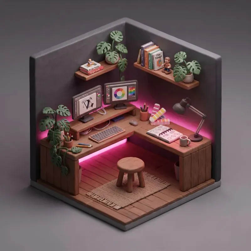 Isometric Miniature Desk Dioramas