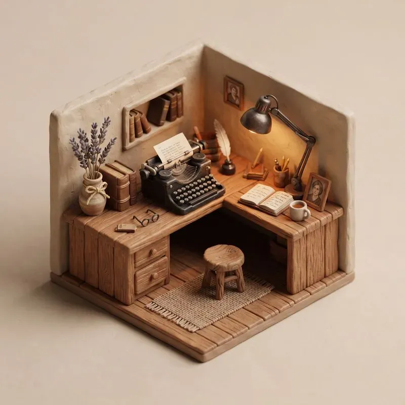 Isometric Miniature Desk Dioramas