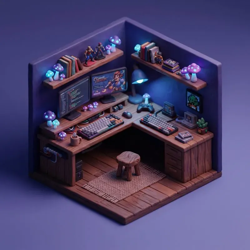 Isometric Miniature Desk Dioramas