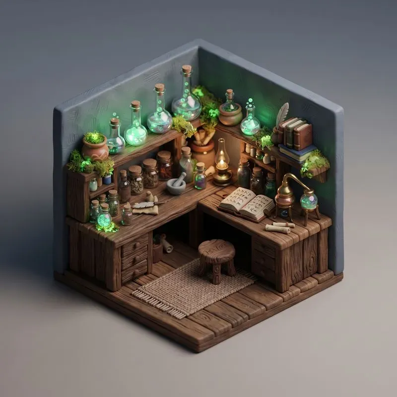 Isometric Miniature Desk Dioramas