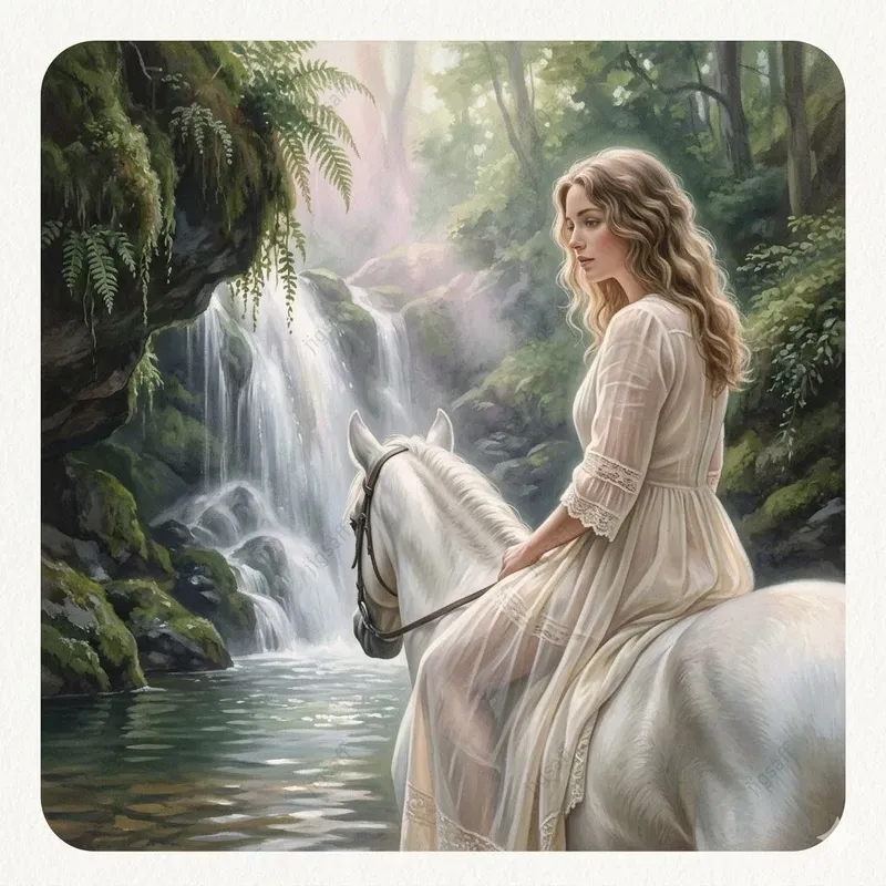 Women And Horses Gouache Illustrations