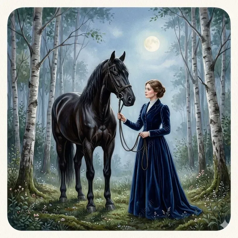 Women And Horses Gouache Illustrations
