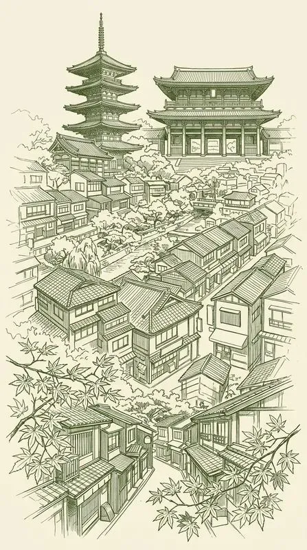 Single Color Ink Travel Poster Sketches