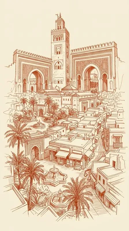 Single Color Ink Travel Poster Sketches