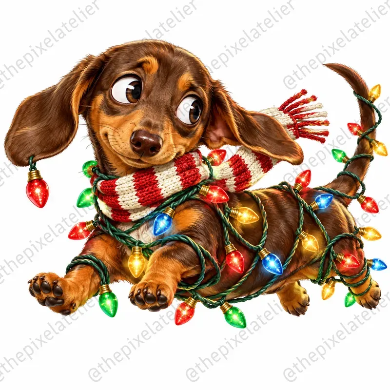 Christmas Puppy Mischief Cliparts