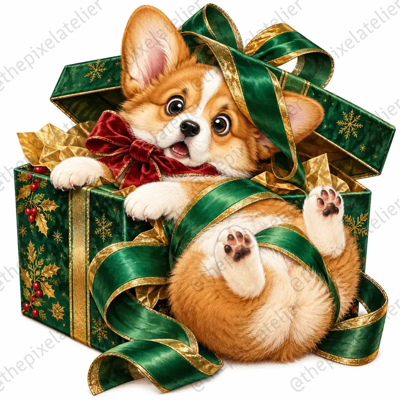 Christmas Puppy Mischief Cliparts