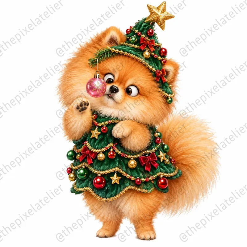 Christmas Puppy Mischief Cliparts