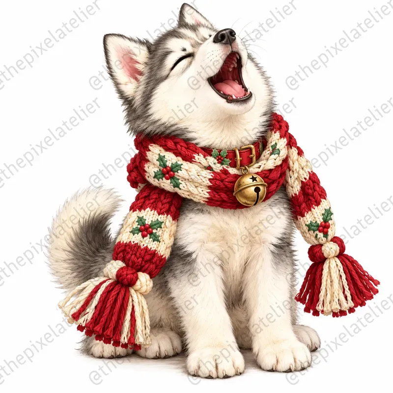 Christmas Puppy Mischief Cliparts
