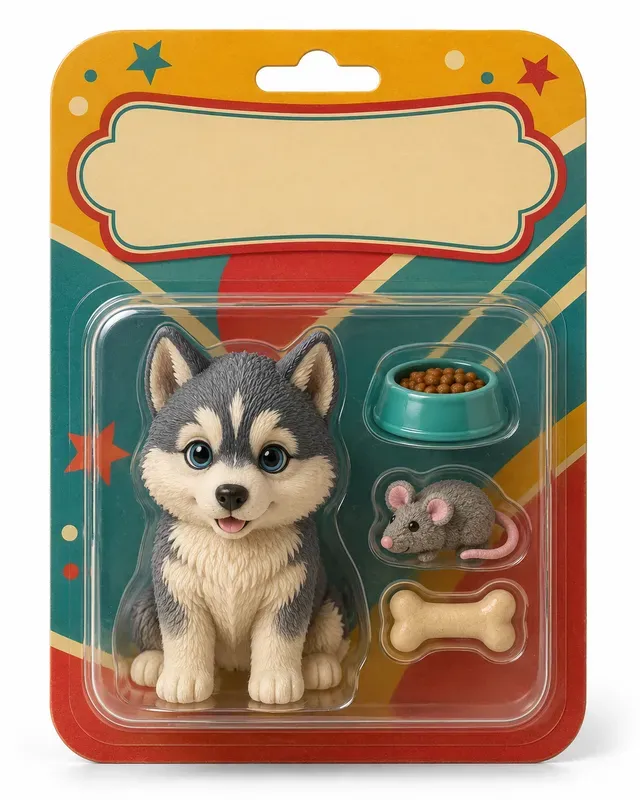 Cute Pet Action Figures In Toy Packaging