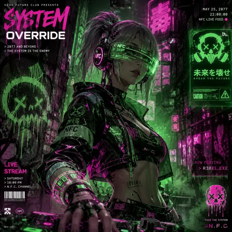 Neon Toxic Cyberpunk Posters