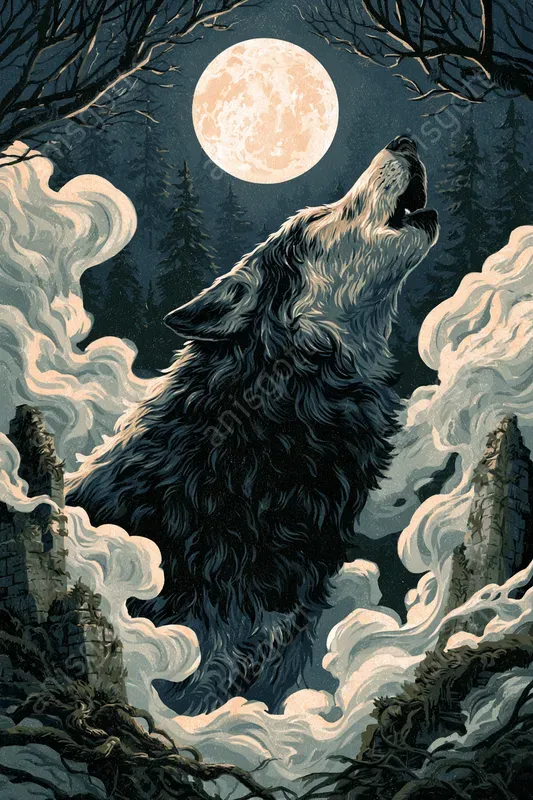 Moonlit Forest Storybook Wall Art Posters