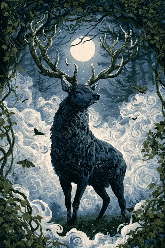 Moonlit Forest Storybook Wall Art Posters
