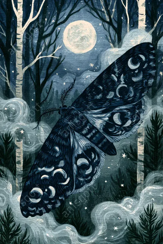Moonlit Forest Storybook Wall Art Posters