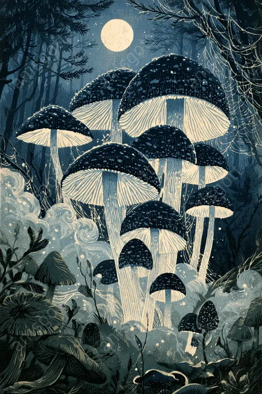 Moonlit Forest Storybook Wall Art Posters