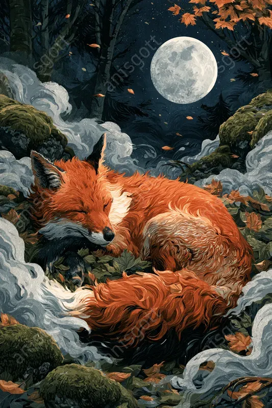Moonlit Forest Storybook Wall Art Posters