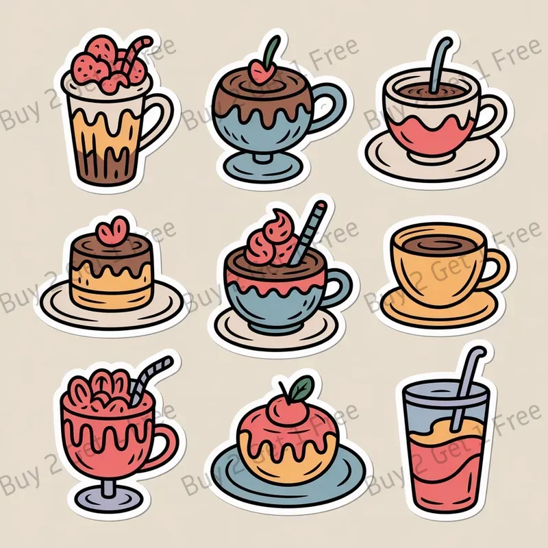 Hand Drawn Vector Sticker Sets